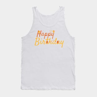 Happy Birthday Greeting With Cute Birds and Flowers Tank Top